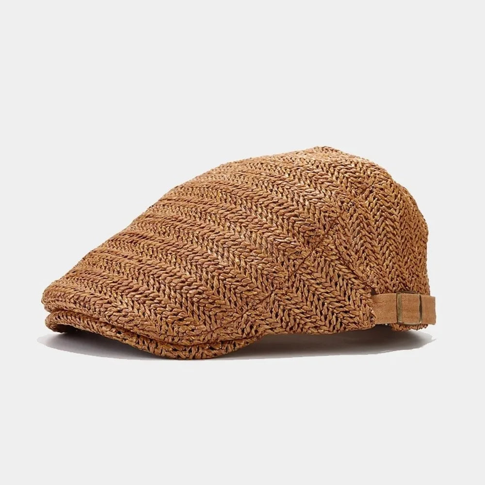 Berets for Men Women Breathable Straw Spring Summer Sun Hat Artist Painter Beret Hat Adjust Flat Cap Unisex Beret Cap