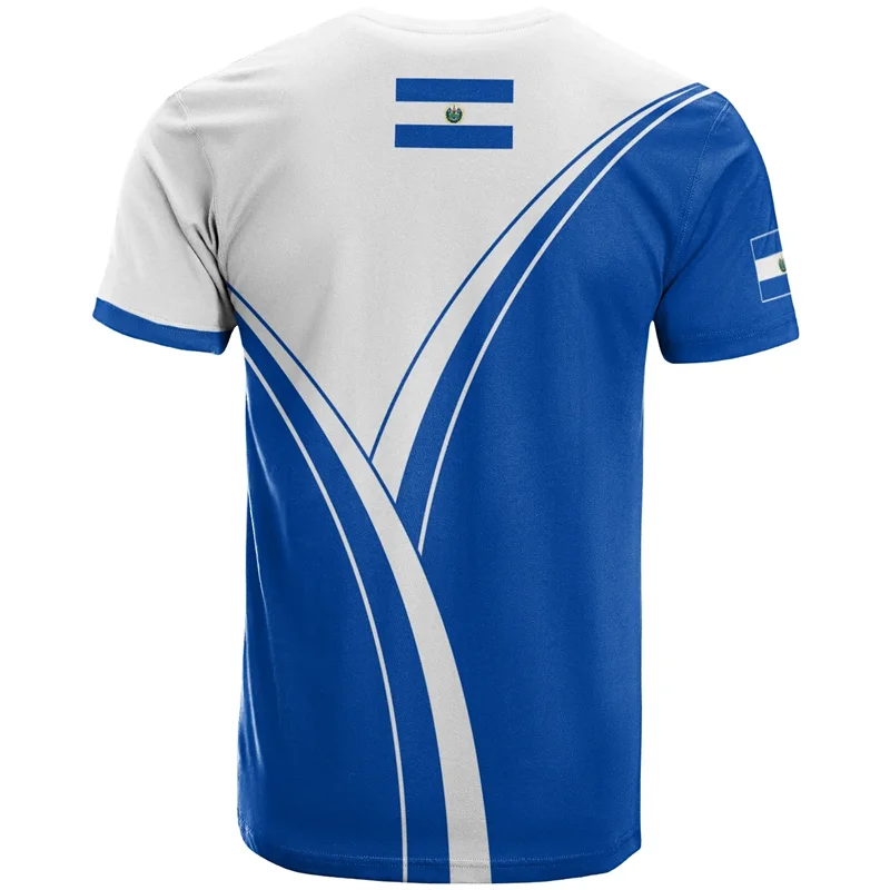 El Salvador Flag 3D Printed T Shirt For Men Outdoor Sports T-shirt Tracksuits Tops Summer Short Sleeves Oversized Tee Shirts