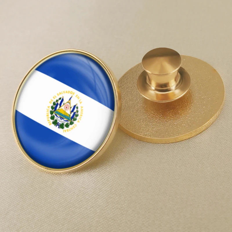 El Salvador Flag National Emblem Brooches Badges Lapel Pins
