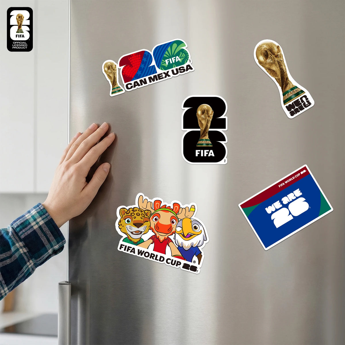 FIFA World Cup 2026 Official Fridge Magnet with Trophy, Host City & Mascot Design - Magnet Stickers for Refrigerator Souvenirs