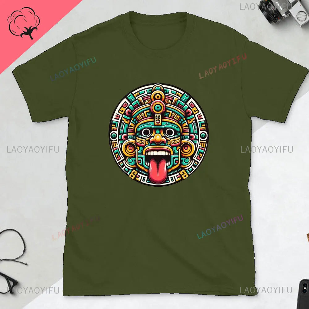 Quetzalcoatl Mexican Tshirt Aztec Art Print Aztec Tee Mexican Shirt Men Mexico Cotton Shirts Mexican Themed Gifts Mexicanas tops
