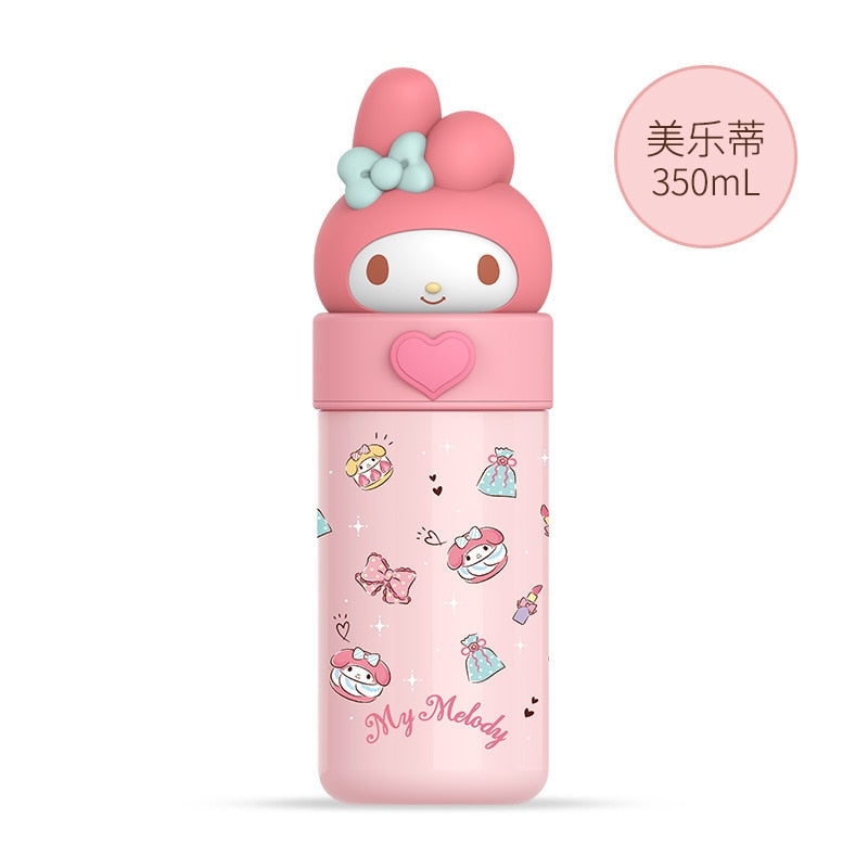 350ML Sanrio Cinnamoroll Anime Kuromi Melody Thermos Mug Cartoon Kawaii Sports Water Bottle Coffee Cup Kids Water Bottle Gift