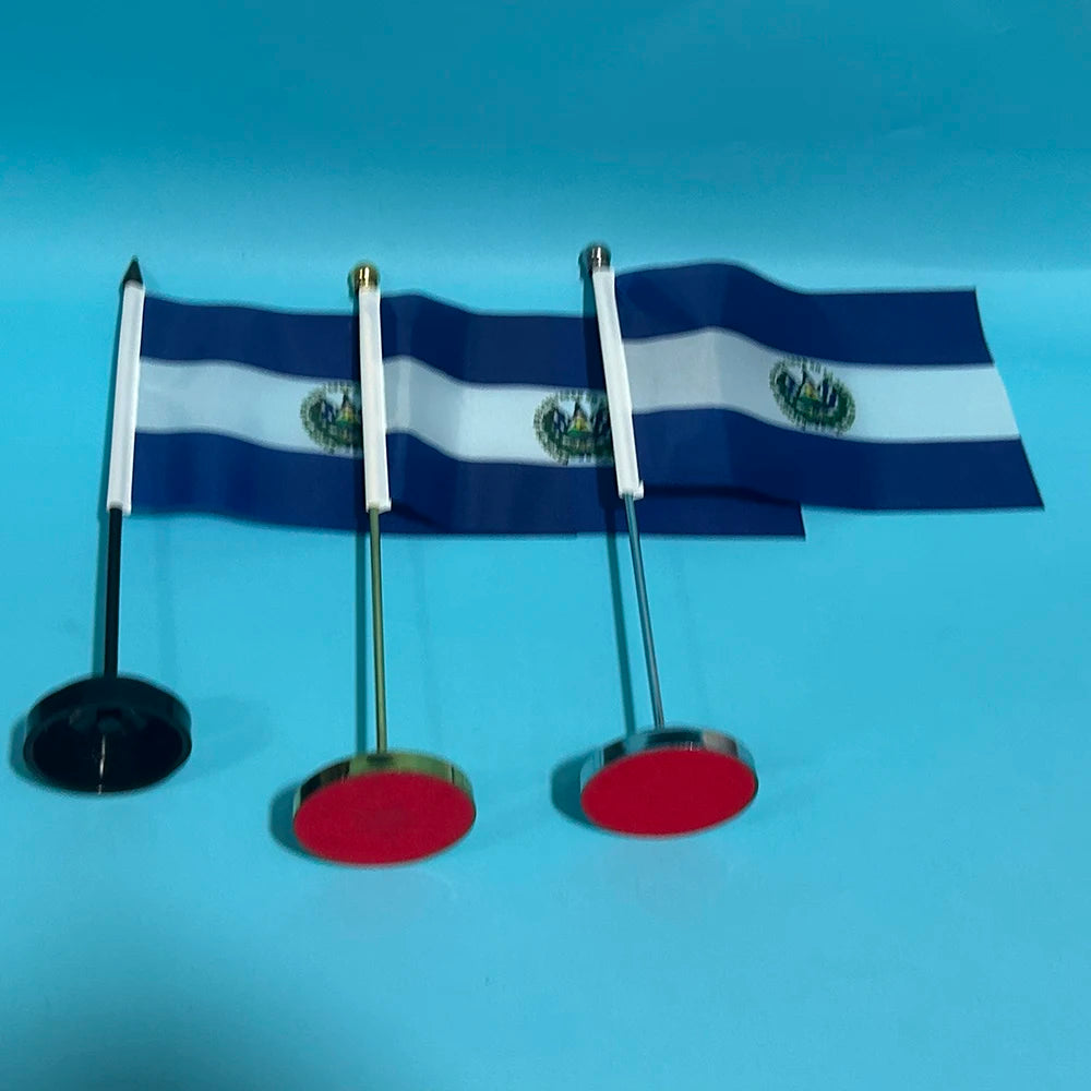 SKY FLAG Office Desk Flag of Salvador Flag 14x21cm Polyester El Salvador National Flag Country Banner Desk Ornaments Flags