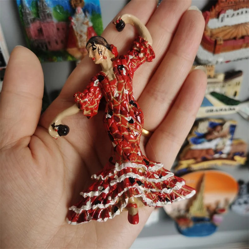 Spanish Fridge Magnets Flamenco Dancer MallorcaTourism Souvenir Decorative Arts Refrigerator Magnetic Stickers Home Decoration