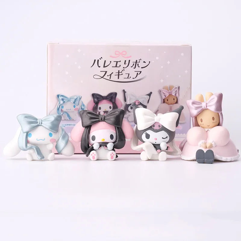 Genuine Sanrio Cinnamoroll My Melody Kuromi Marroncream Kawaii Bow Ballet Series Blind Box Birthday Gift Trendy Toys for Girls