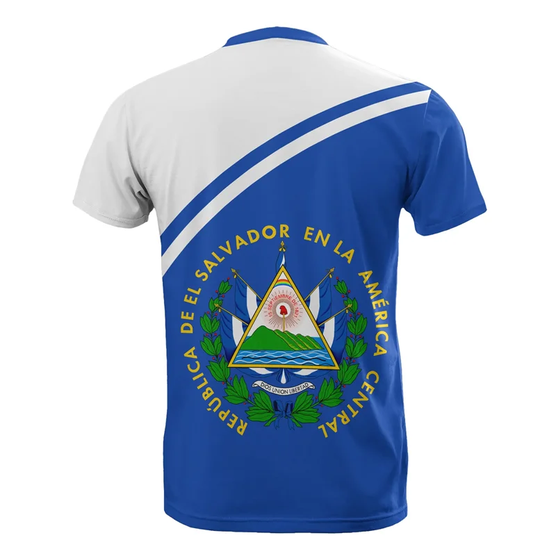 El Salvador Flag 3D Printed T Shirt For Men Outdoor Sports T-shirt Tracksuits Tops Summer Short Sleeves Oversized Tee Shirts
