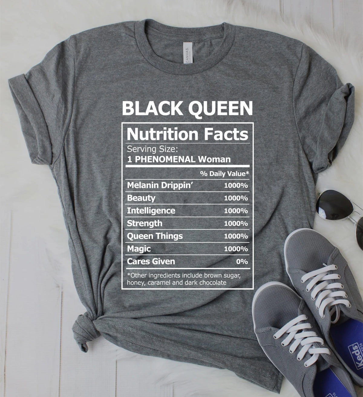2020 Black Queen Nutritional Facts T-Shirt Black Girl Magic Shirt Women Melanin Shirts Black Power Queen Graphic Tee
