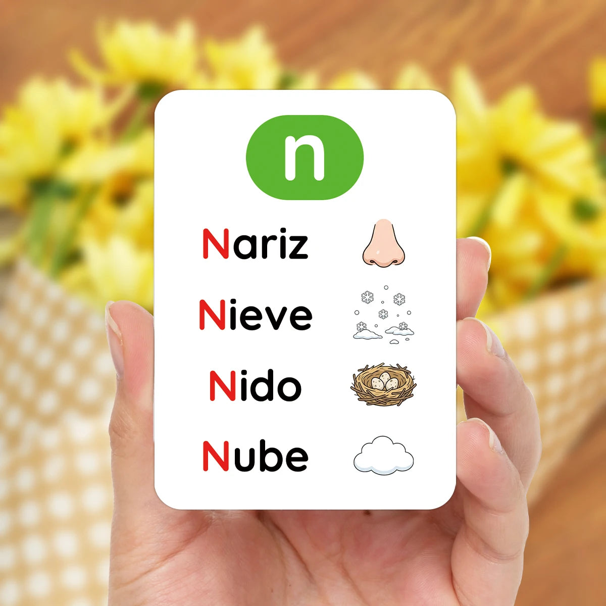 30pcs Spanish Alphabet Phonics Flashcards,Early Learning Spanish Pronunciation Cards,Preschool Homeschool Language Teaching Card