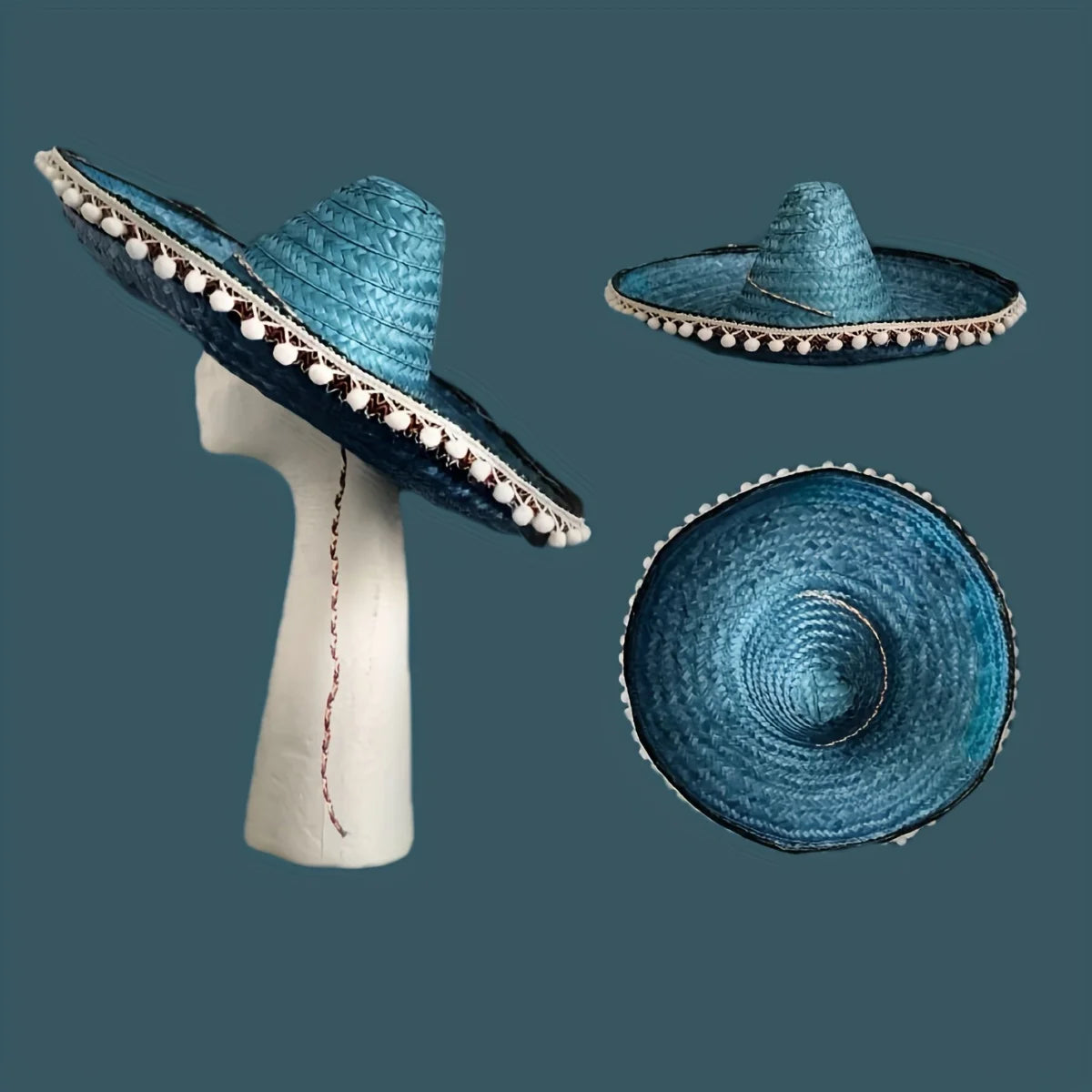 Mexican Sun Hat, Straw Hat with Wide Brim, Suitable for Decoration and Gifts at Festivals, Carnivals, Summer Mexican Parties.