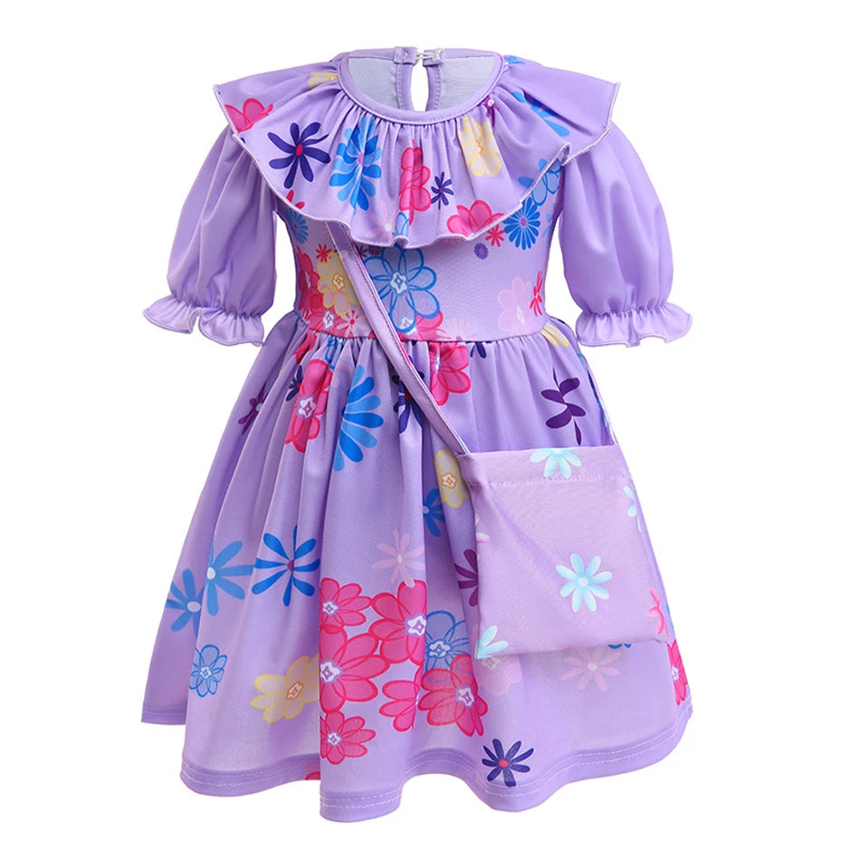Baby Girls Encanto Mirabel Isabela Madrigal Dress Kids Short Sleeve Clothes Children Dolores Luisa Pepa Princess Cosplay Costume