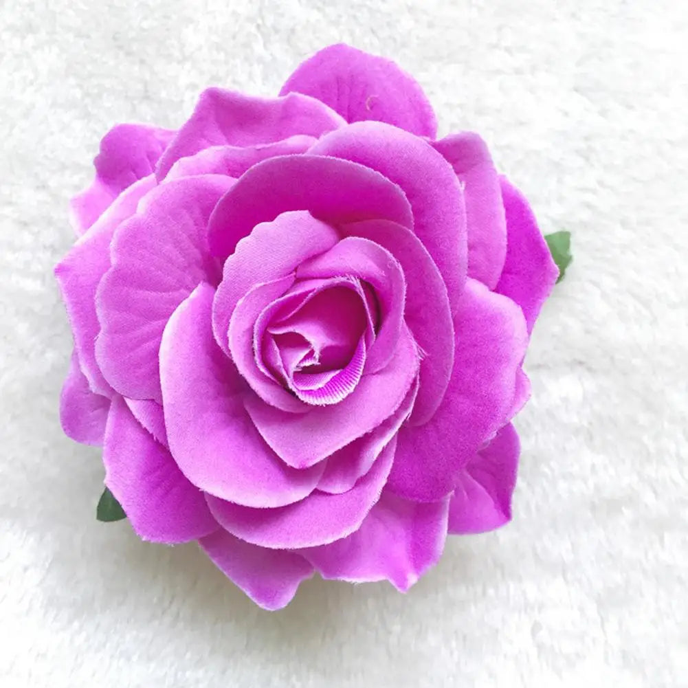 Flamenco Flowers For Hair DIY Headdress For Bridal Flocking Cloth Red Rose Flower Hairpin Hair Clip Party Hair Accessories