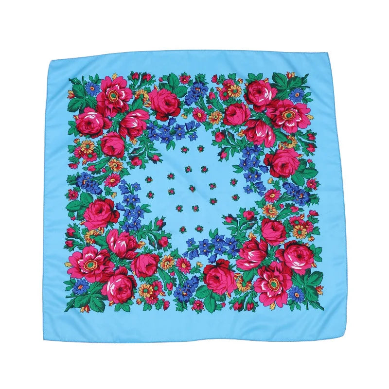 70*70cm Headscarf for Women Square Scarf Cotton Print Bandana Summer Protection Hijab Winter Warm Bandana Babushka