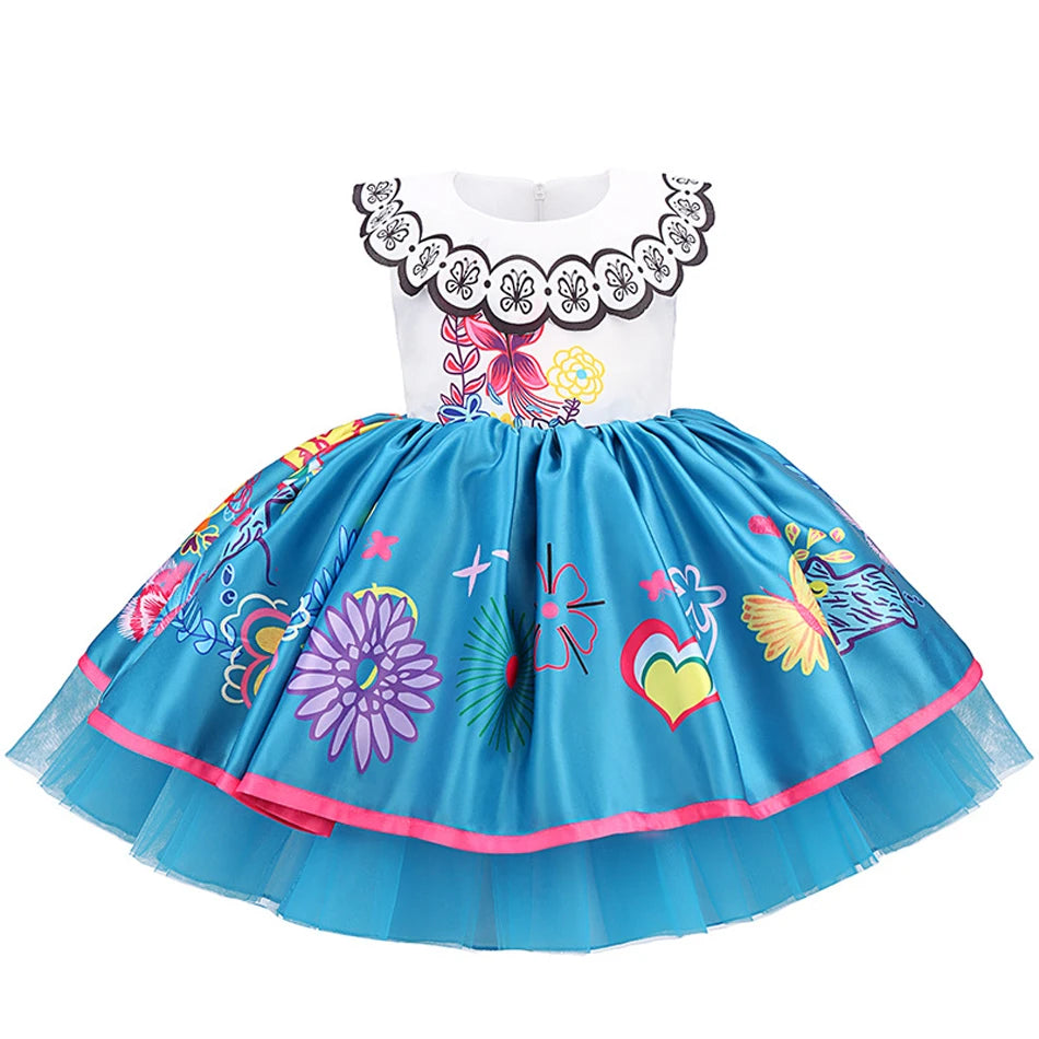 Baby Girls Encanto Mirabel Isabela Madrigal Dress Kids Short Sleeve Clothes Children Dolores Luisa Pepa Princess Cosplay Costume