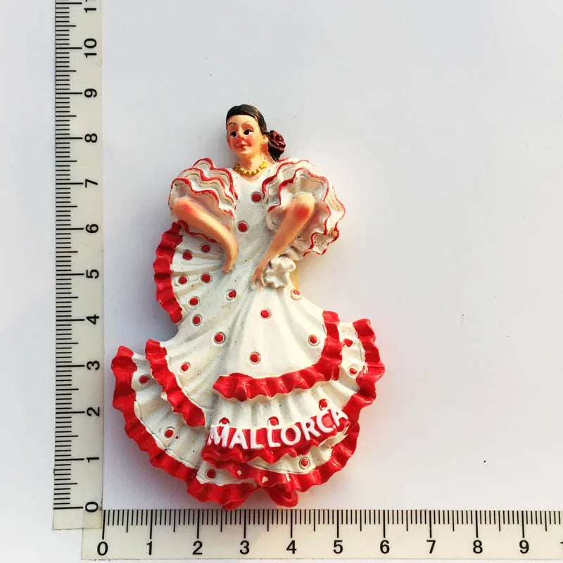 Spanish Fridge Magnets Flamenco Dancer MallorcaTourism Souvenir Decorative Arts Refrigerator Magnetic Stickers Home Decoration