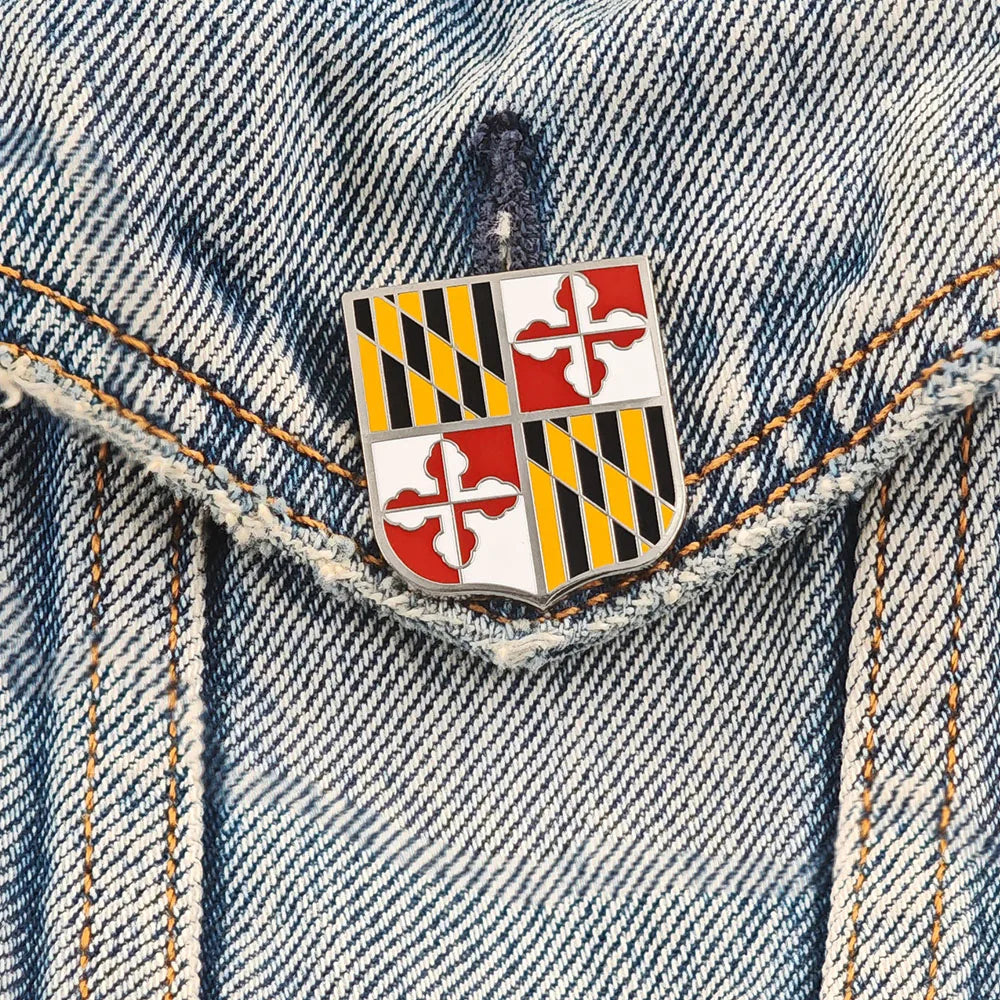 Maryland State Flag Enamel Pin Shield Shape Baltimore Brooch American State Pride Metal Badge US Patriotism Military Jewelry Gif