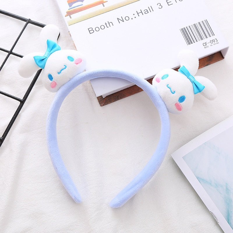 Kawaii Hair Band Sanrio My Melody Kuromi Cinnamoroll Pompom Purin Hair Accessories Anime Cute Cartoon Plush Headdress Girls Gift