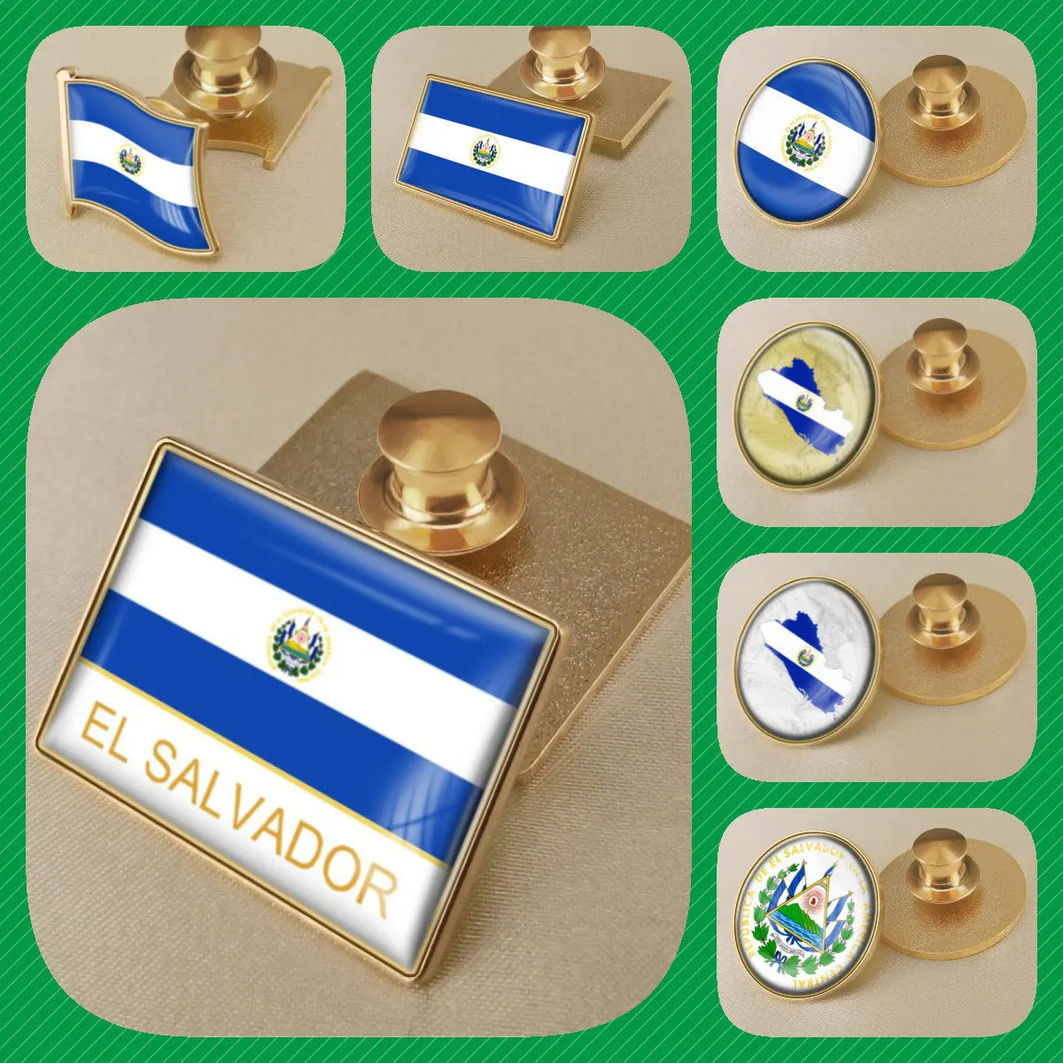 El Salvador Flag National Emblem Brooches Badges Lapel Pins