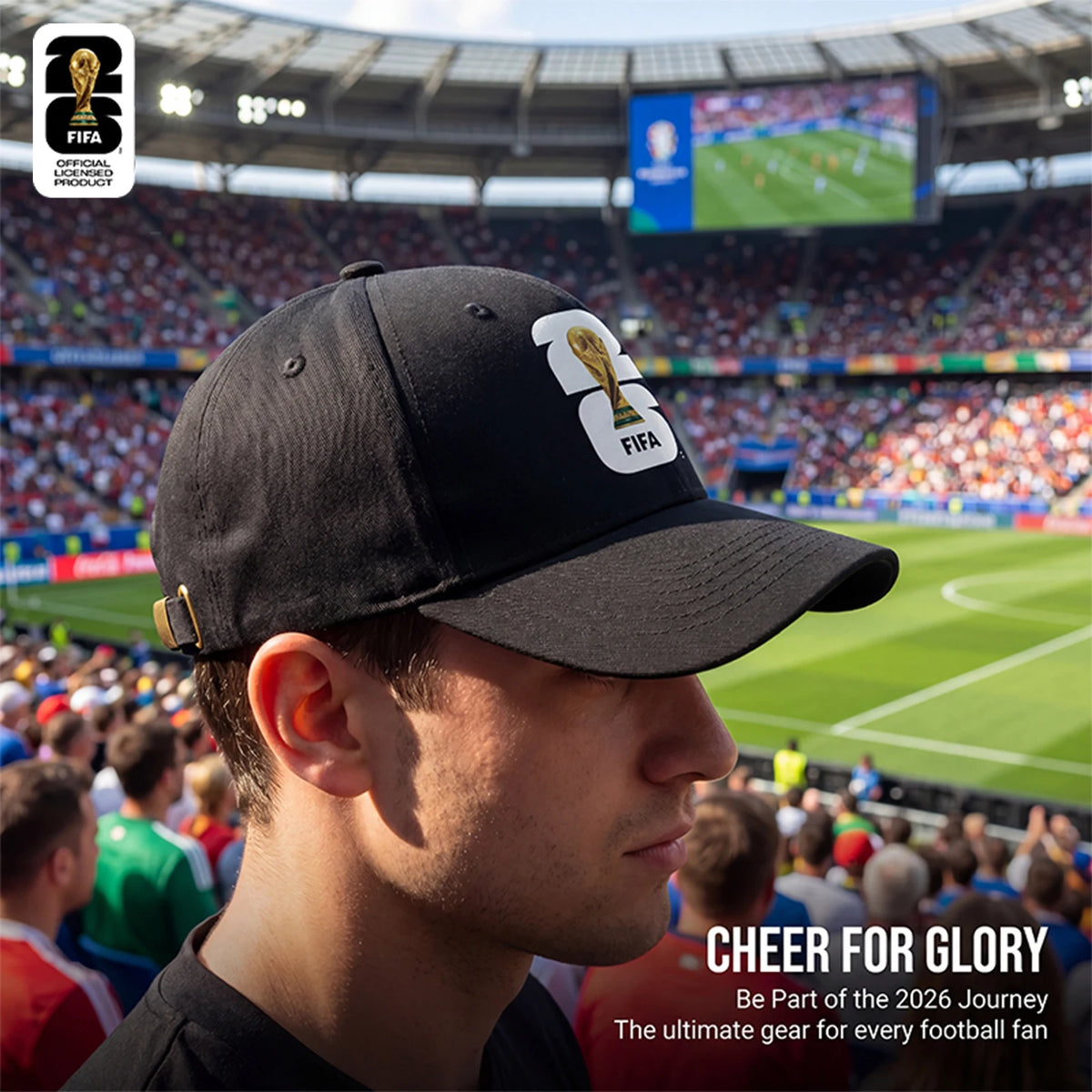 Official FIFA 2026 World Cup Licensed Flat Baseball Cap Breathable Adjustable Baseball Hat for Football Fans