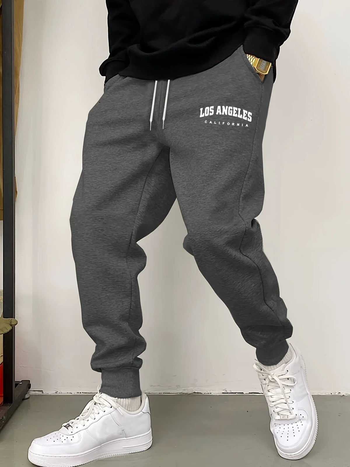 Mens Los Angeles Print Joggers Casual Streetwear Sweatpants Hip Hop Elastic Waist Sports Trousers