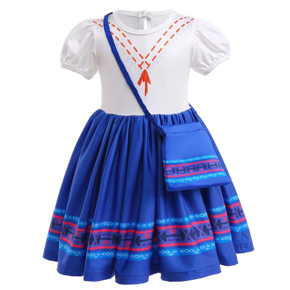 Baby Girls Encanto Mirabel Isabela Madrigal Dress Kids Short Sleeve Clothes Children Dolores Luisa Pepa Princess Cosplay Costume