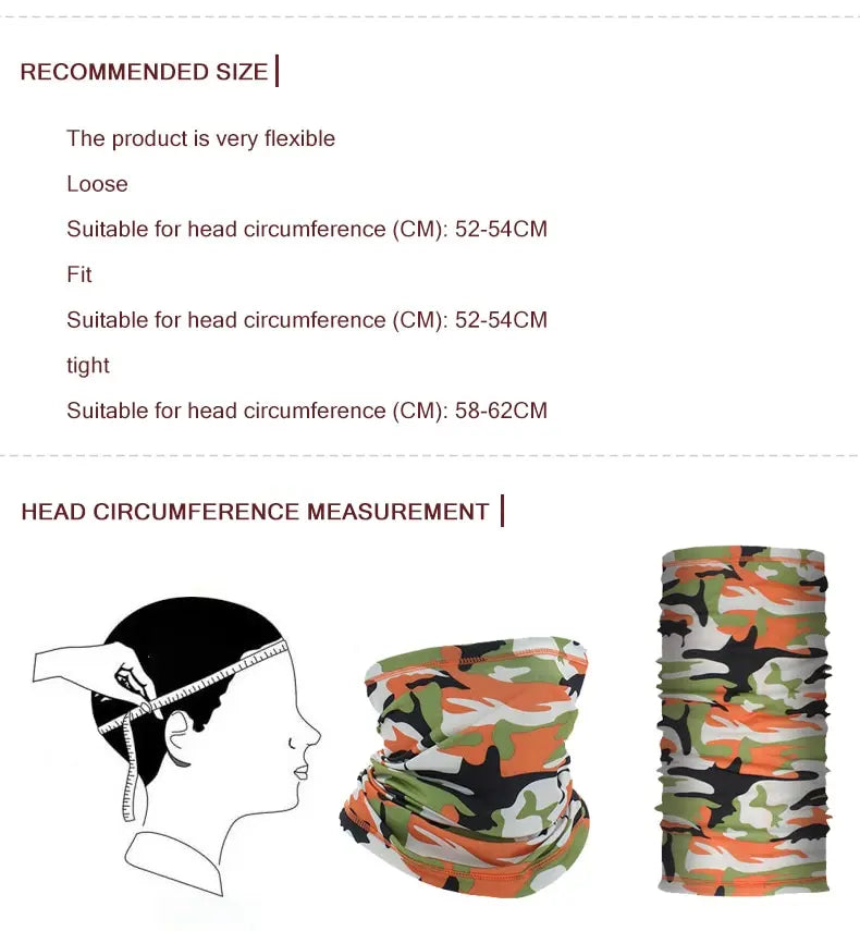 Ourdoor Cycling Hiking Camping Hunting Running Neck Tube Scarf Bandana Bike Motorcycle Face Mask Bandana Magic Scarf