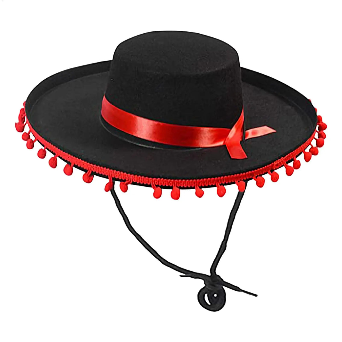 Spanish Mexican Hat Sombrero Caps Traditional Halloween Fuzz Ball Mexican Sombrero Hats Wide Brim Design Carnival Costume