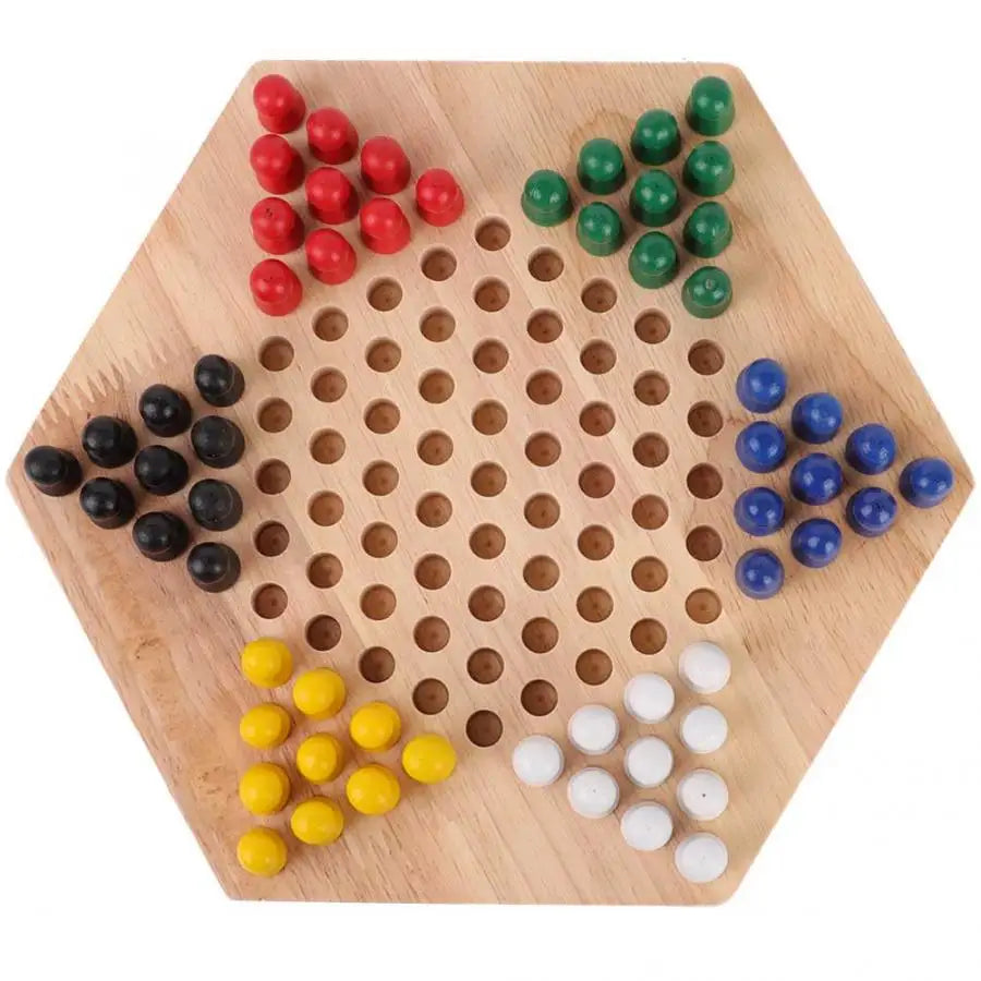 Wooden Educational Board Kids Classic Halma Chinese Checkers Set Strategy Family Game Pieces