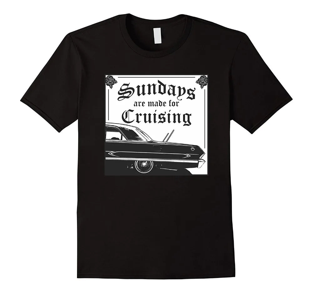 Newest Men'S Funny  Lowrider Tee Shirts - Sundays Are Made For Cruising T-shirt