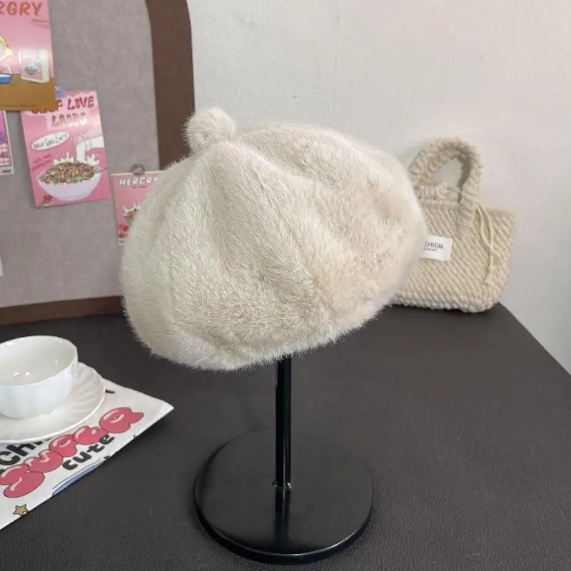 Retro Beret Hat Autumn Winter Women British Hepburn Stylish Artist Painter Hats Thick Warm Woolen Pumpkin Beanies Cap