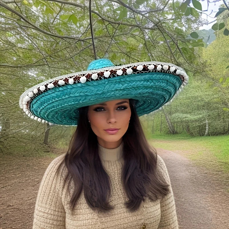 Mexican Sun Hat, Straw Hat with Wide Brim, Suitable for Decoration and Gifts at Festivals, Carnivals, Summer Mexican Parties.