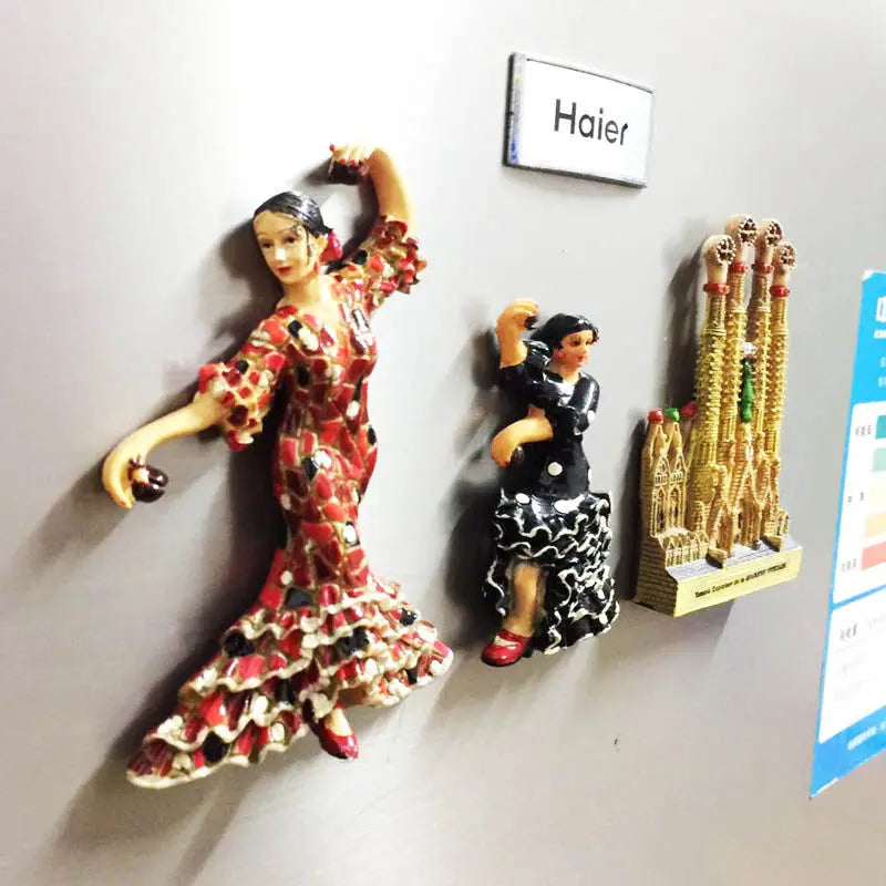 Spanish Fridge Magnets Flamenco Dancer MallorcaTourism Souvenir Decorative Arts Refrigerator Magnetic Stickers Home Decoration