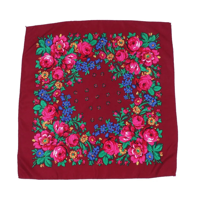 70*70cm Headscarf for Women Square Scarf Cotton Print Bandana Summer Protection Hijab Winter Warm Bandana Babushka
