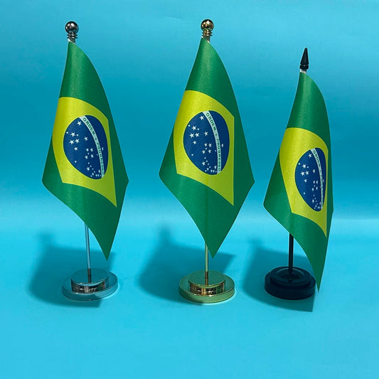 (SKY FLAG) Office Desk Flag Of Brazil Flag 14x21cm Polyester Brazil Flag National Flag Country Banner Desk Ornaments Flags