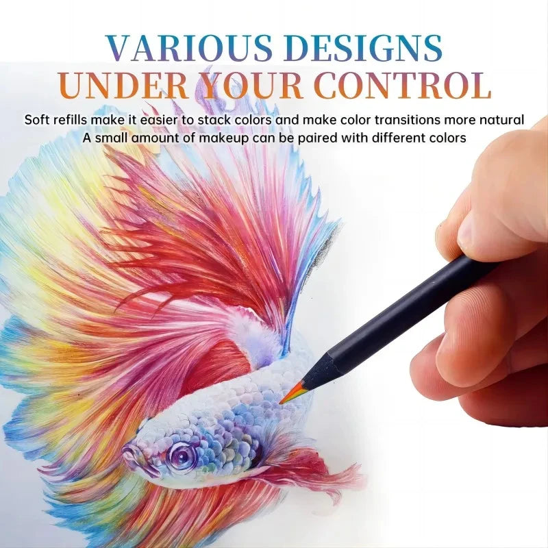 12pcs/Set Kawaii Rainbow Color Pencils for Kids, Concentric Gradient Crayons, Art Painting, Drawing Stationery 3mm 7 Colors
