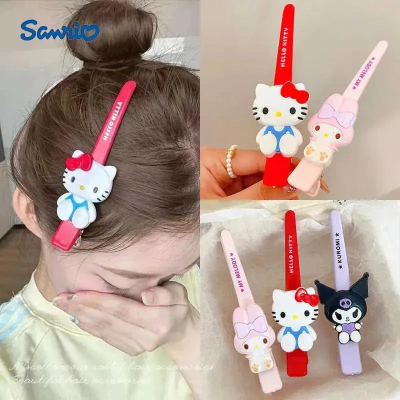 Sanrio Hairpins Pin My Melody Kuromi Cinnamoroll Y2K Hair Clip Cartoon Woman Clip Headdress Bangs Clips Cute Hair Accessories