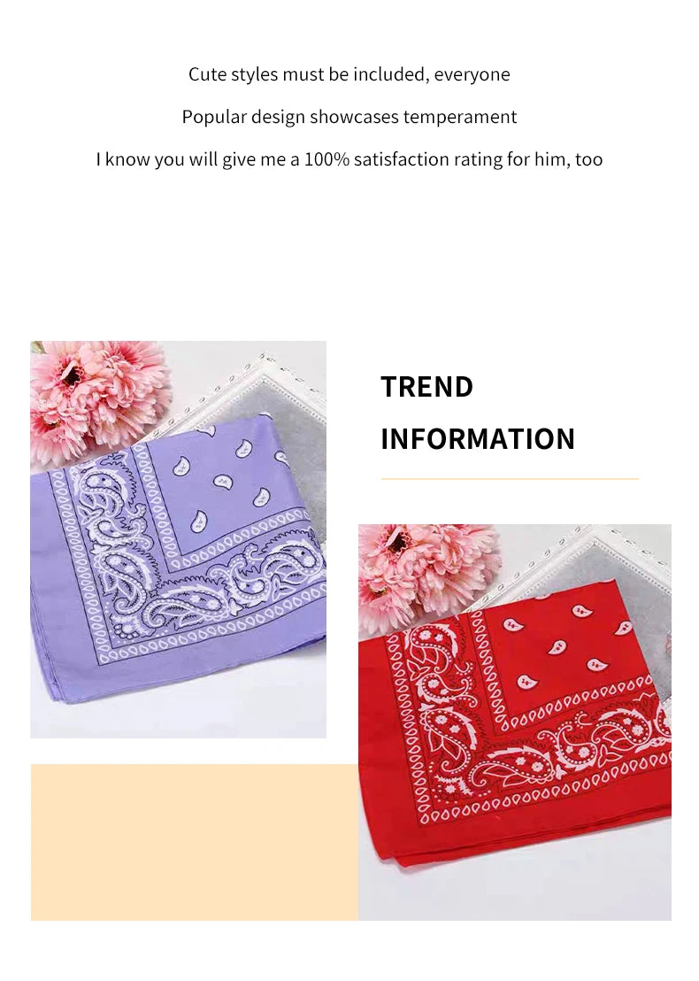 Handkerchief Fashion Print Bandana Party Scarf Headband Handkerchiefs Multi-Purpose Square Bandana