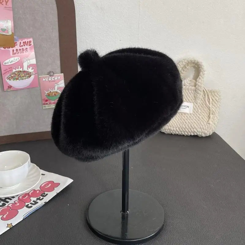 Retro Beret Hat Autumn Winter Women British Hepburn Stylish Artist Painter Hats Thick Warm Woolen Pumpkin Beanies Cap