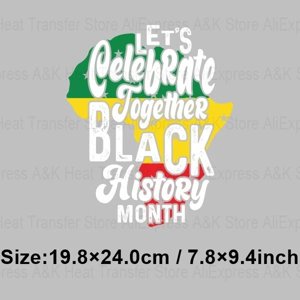 Black History Month Clothes Decals Proude Afro Man Heat Transfers Iron Patches Diy Washable Appliques Heat Press Printing