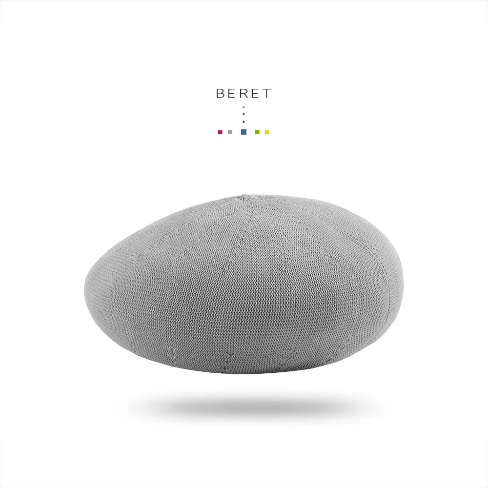 Beret Hat Women Spring Summer Hats For Women Retro Knitted Painter Cap Casual Trendy Design Solid Breathable Thin Cap Female New