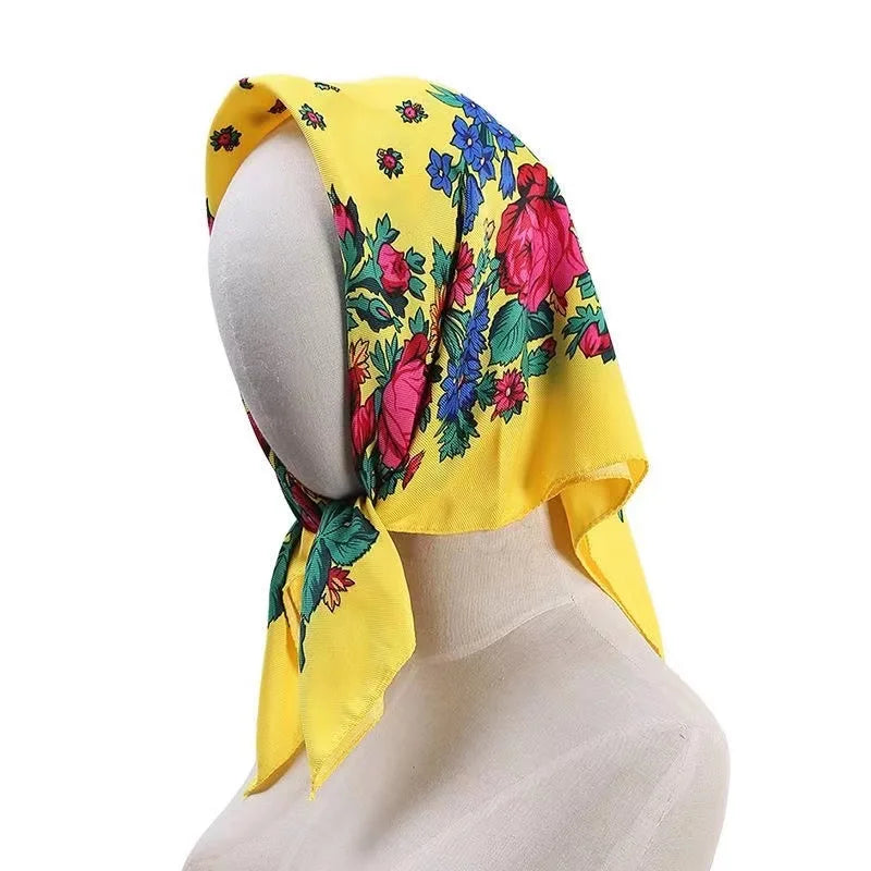 70*70cm Headscarf for Women Square Scarf Cotton Print Bandana Summer Protection Hijab Winter Warm Bandana Babushka