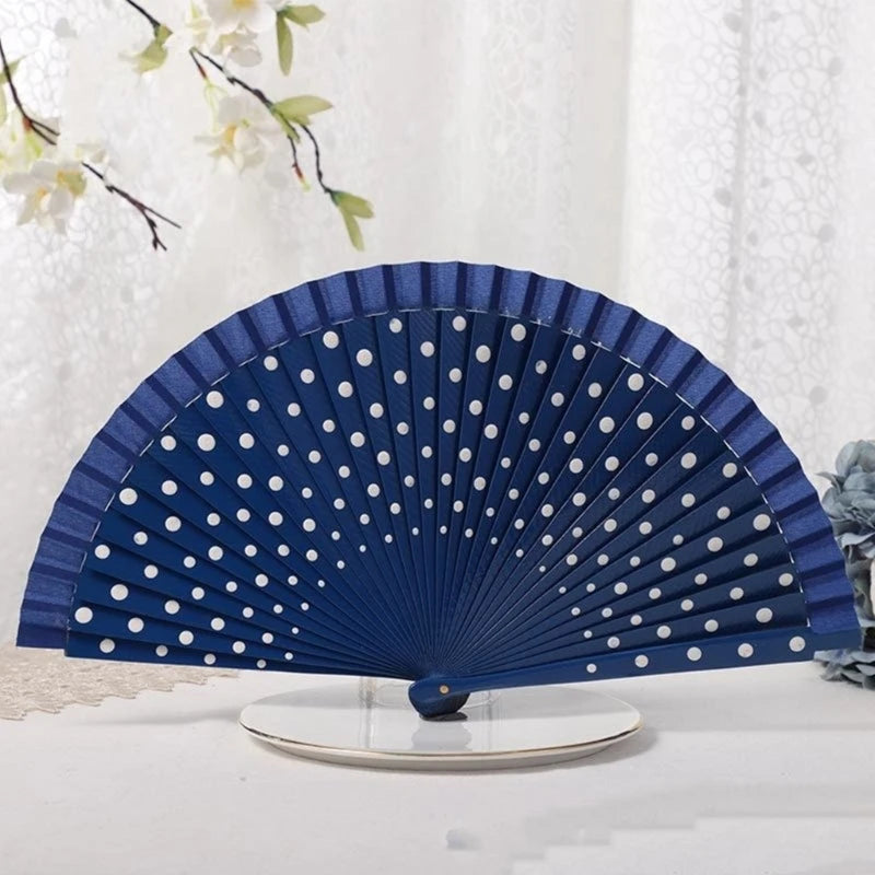 Flamenco Spanish Folding Fan Dots Pattern Modern Classical Vintage Hand Fan