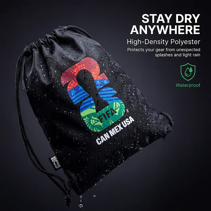 FIFA 2026 Official Licensed Waterproof Drawstring Bag,Lightweight Durable Gym Backpack for Sports Training Gym Sack Football Fan
