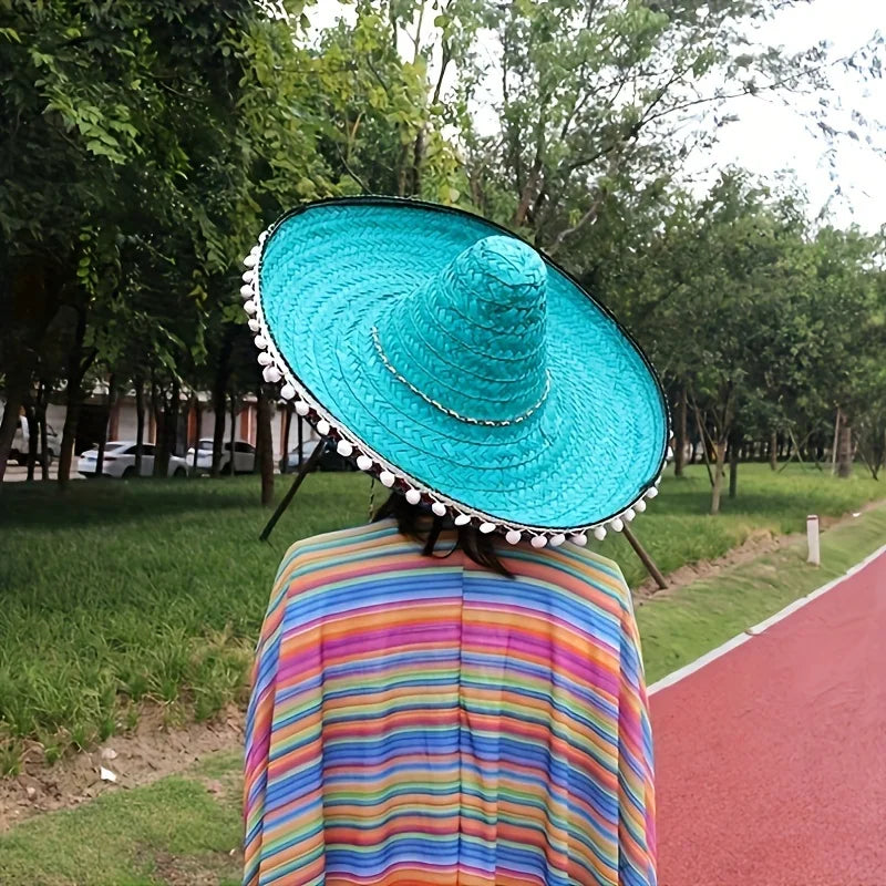 Mexican Sun Hat, Straw Hat with Wide Brim, Suitable for Decoration and Gifts at Festivals, Carnivals, Summer Mexican Parties.