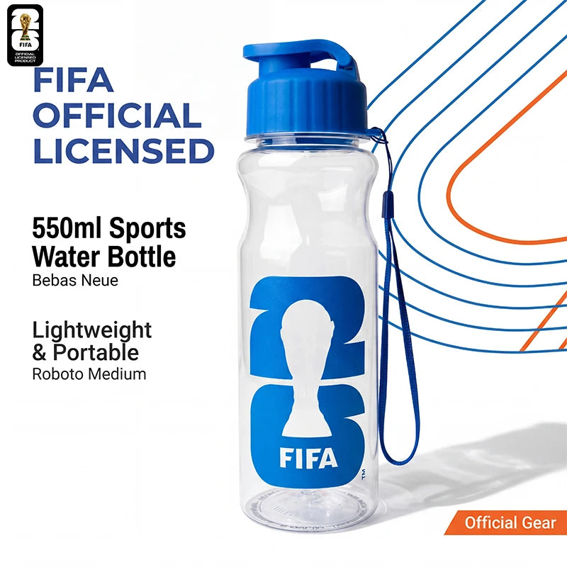 Official FIFA 2026 Authorized Sports Water Bottle, Safe BPA Free Food Grade Plastic Portable Sports Cup, World Cup Peripherals