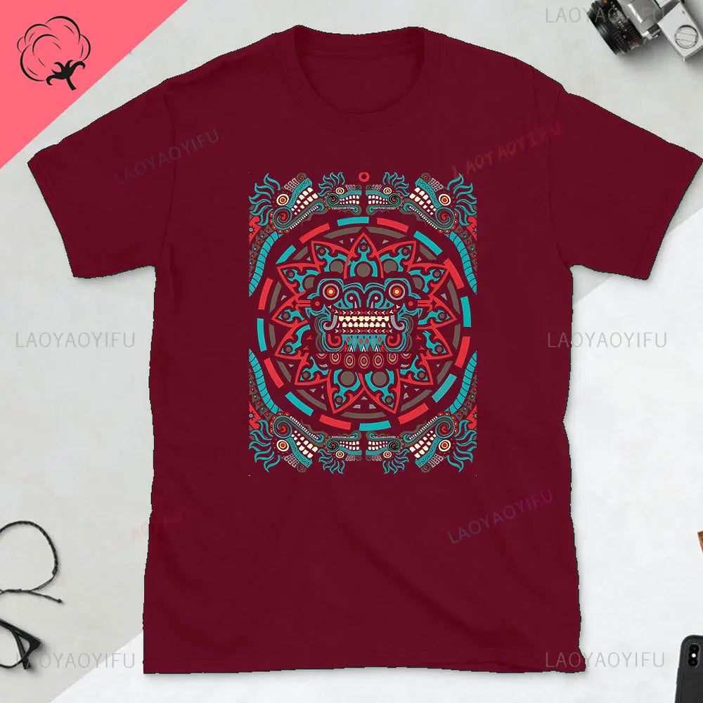 Quetzalcoatl Mexican Tshirt Aztec Art Print Aztec Tee Mexican Shirt Men Mexico Cotton Shirts Mexican Themed Gifts Mexicanas tops