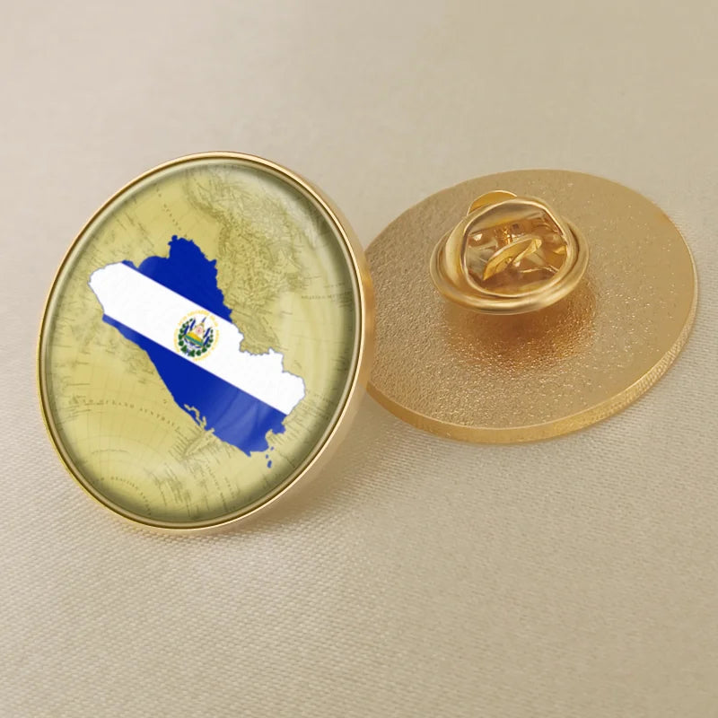 El Salvador Flag National Emblem Brooches Badges Lapel Pins