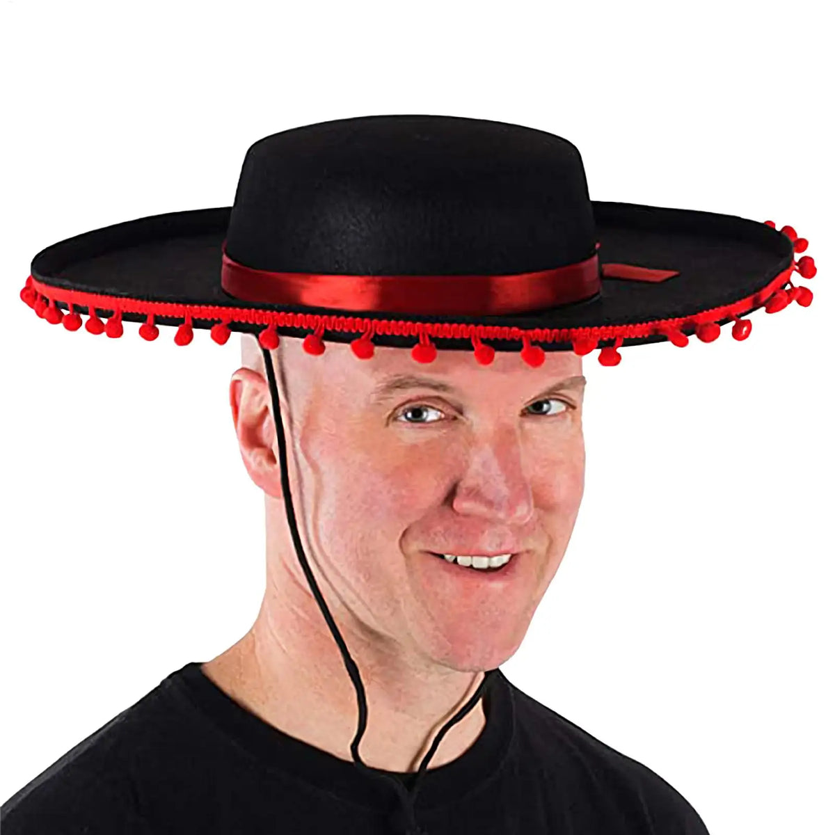 Spanish Mexican Hat Sombrero Caps Traditional Halloween Fuzz Ball Mexican Sombrero Hats Wide Brim Design Carnival Costume