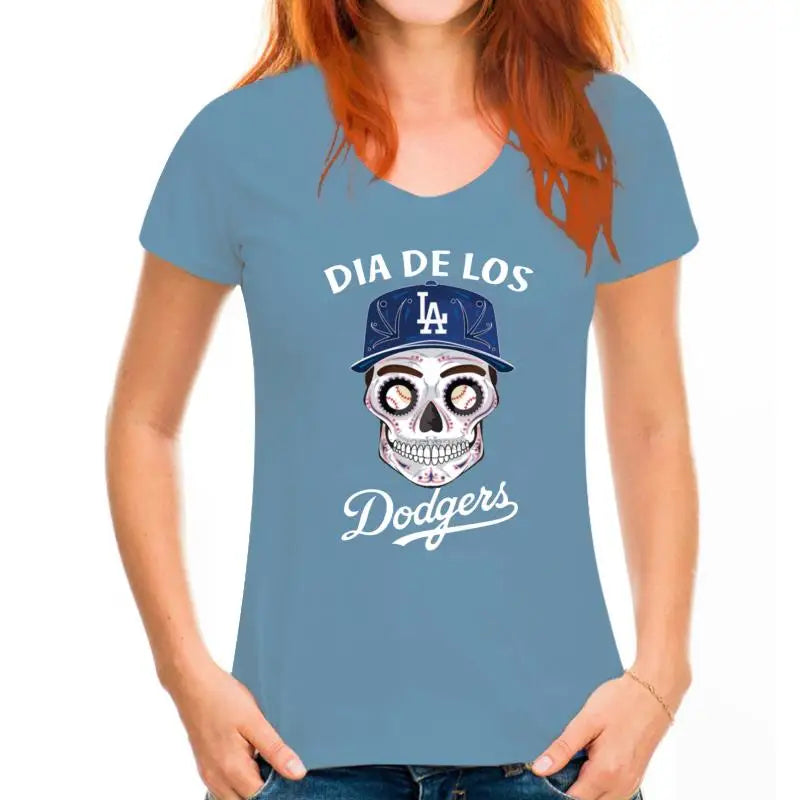 Dia De Los Dodger Halloween Sugar Skull T Shirt Mens Tee Shirt S 5Xl