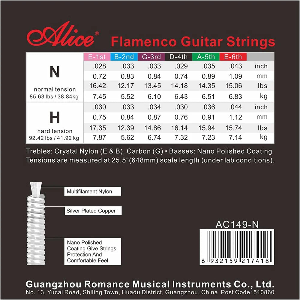 Flamenco Guitar Strings Crystal Nylon Carbon silver plated copper wound basses nano polished coating