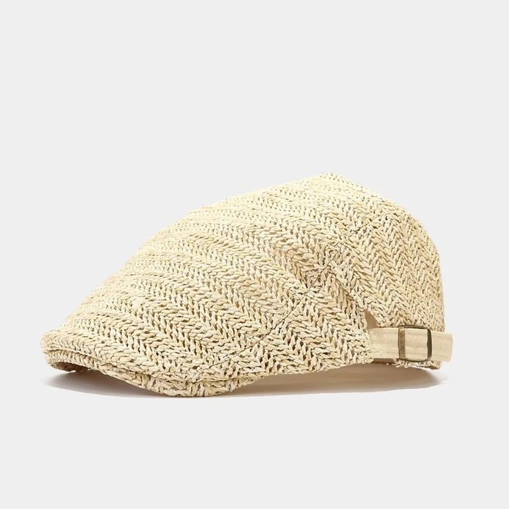 Berets for Men Women Breathable Straw Spring Summer Sun Hat Artist Painter Beret Hat Adjust Flat Cap Unisex Beret Cap